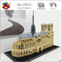 pzx 9923 world architecture notre dame de paris cathedral church diy mini diamond blocks bricks building toy for children no box
