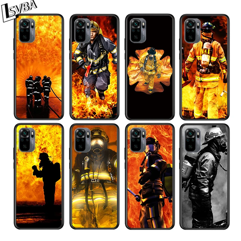 

Firefighter Heroes Fireman For Xiaomi Redmi Note 11 10 10S 9T 9 9Pro Max 8T 8Pro 7 6 5 Pro 4X Silicone Soft TPU Black Phone Case