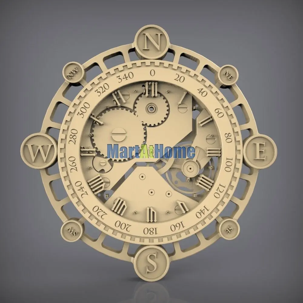 

3D STL Model Gear Style Clock for CNC Router Engraving & 3D Printing Relief Support ZBrush Artcam Aspire Cut3d