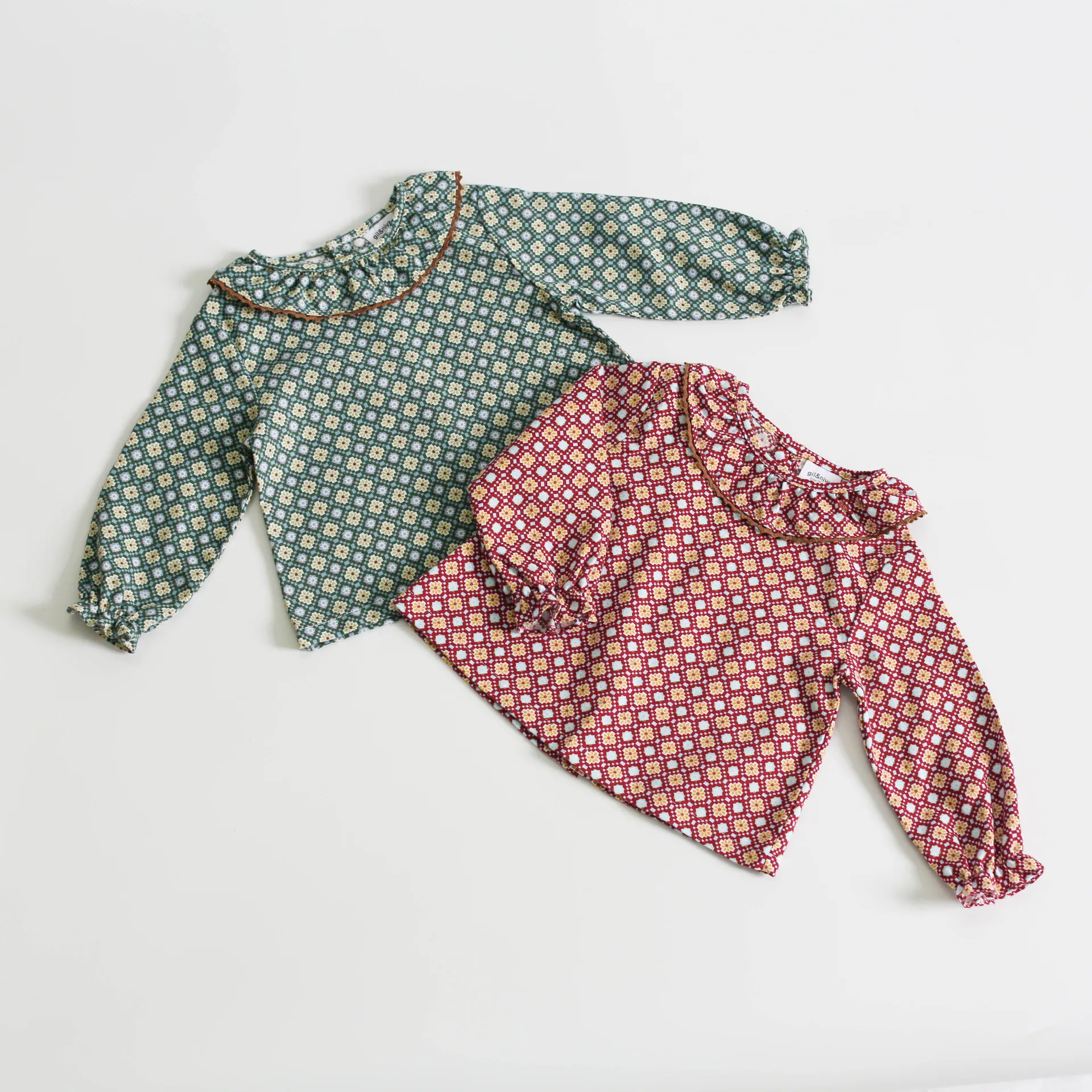 Осенняя рубашка для маленьких девочек детская блузка с отложным воротником