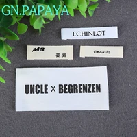 customized clothing care labels washing label garment printed beige white cotton labels tags with cut separately
