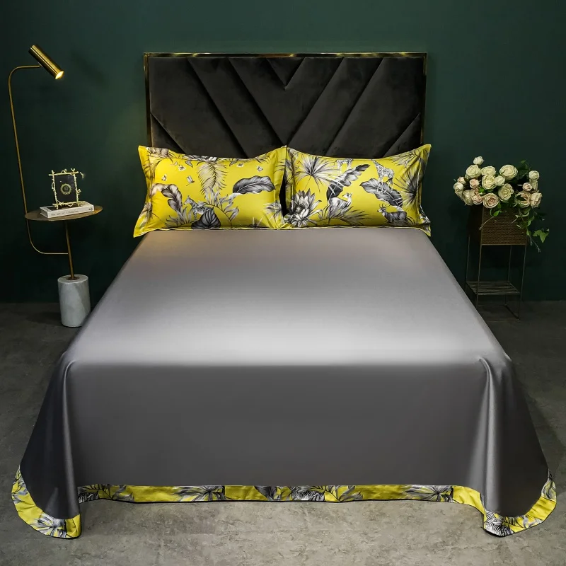 

New Luxury American Style 1400TC Satin Egyptian Cotton Floral Printing Bedding Set Silky Soft Duvet Cover Bed Sheet Pillowcases