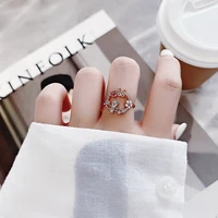 simple flower ring for women female cute bow finger rings romantic birthday gift for girlfriend fashion zircon stone jewelry