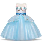 Детское бальное платье с единорогом, летнее платье с цветочным принтом для маленьких девочек, От 6 до 8 лет год, праздничное платье принцессы на день рождения, детская одежда