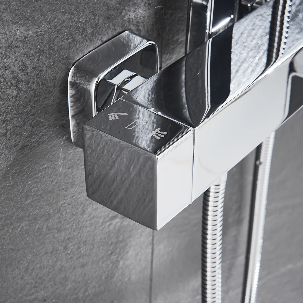 Bathroom Faucet Chrome/Black Rain Shower Head Bath Faucet Wall Mounted Bathtub Shower Mixer Tap Shower Faucet Shower Set Mixer