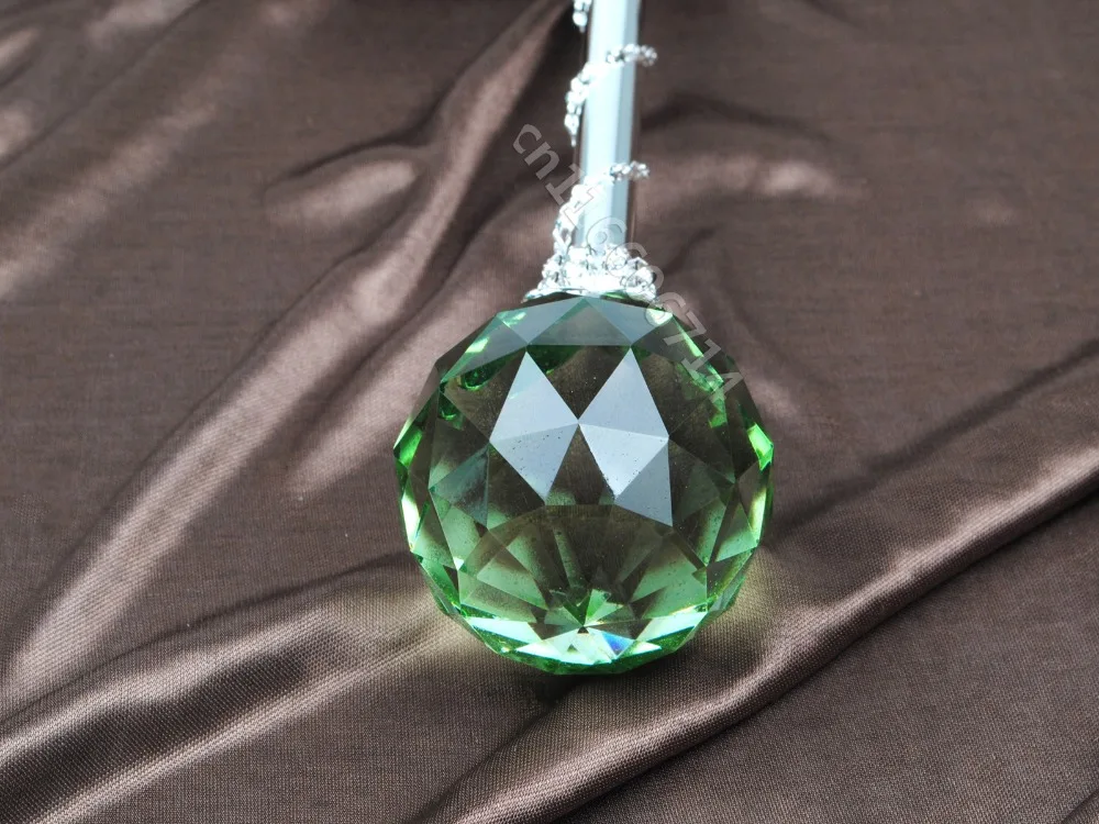 Зеленый Кристалл Sceptres ручной работы круглый шар скипетр палочка король королева свадьба Свадебное Театрализованное Пром Арт Деко реквизит аксессуары
