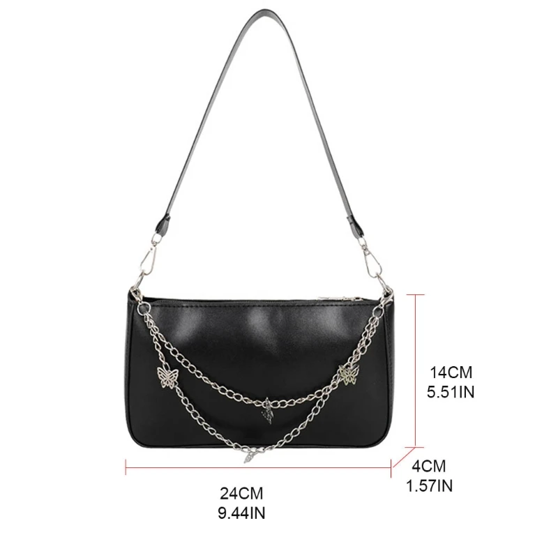 

D0UD Retro Series Underarm Bag Women Soft Leather Single Shoulder Butterfly Chain Pure Color Tote Bags Small Wallet Hnadbags