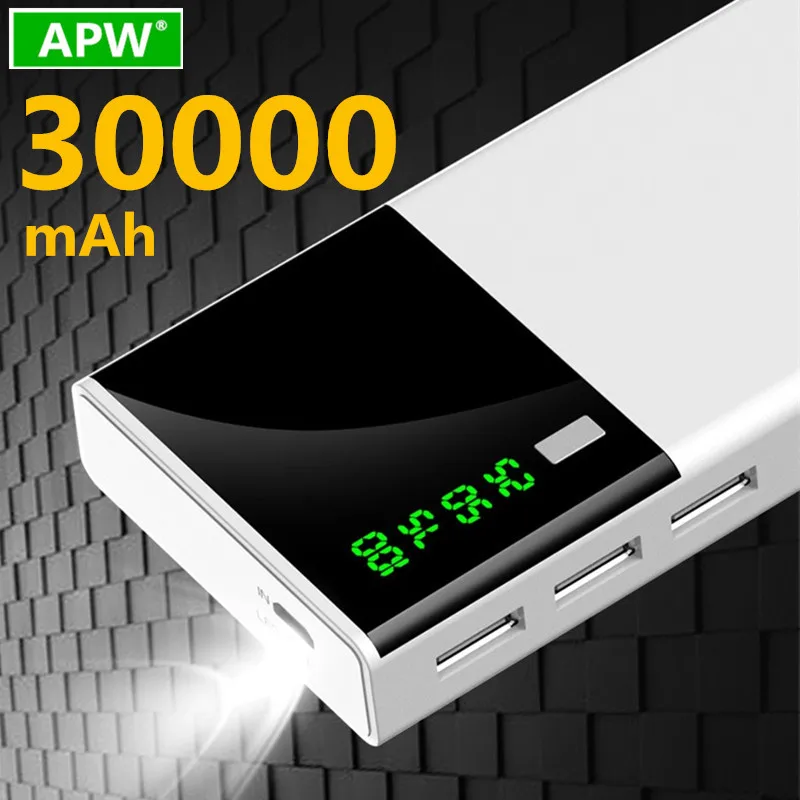 30000 мАч Внешний аккумулятор внешний 3 USB светодиодный портативное зарядное