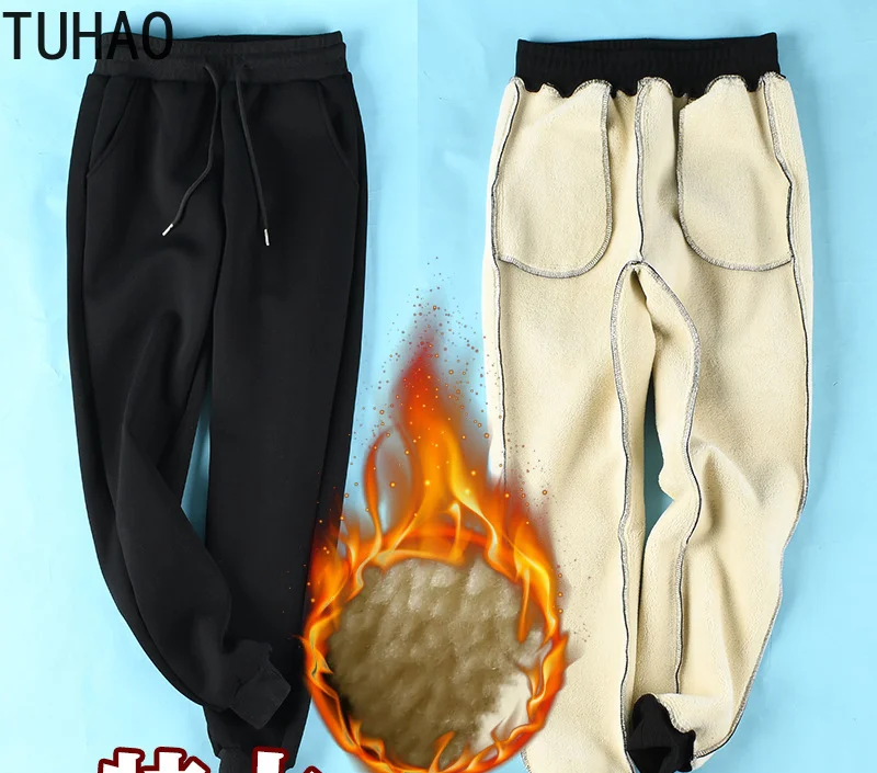 

TUHAO женские утепленные флисовые брюки большого размера 9XL 8XL 6XL сохраняющие тепло брюки женские зимние повседневные спортивные брюки свобод...