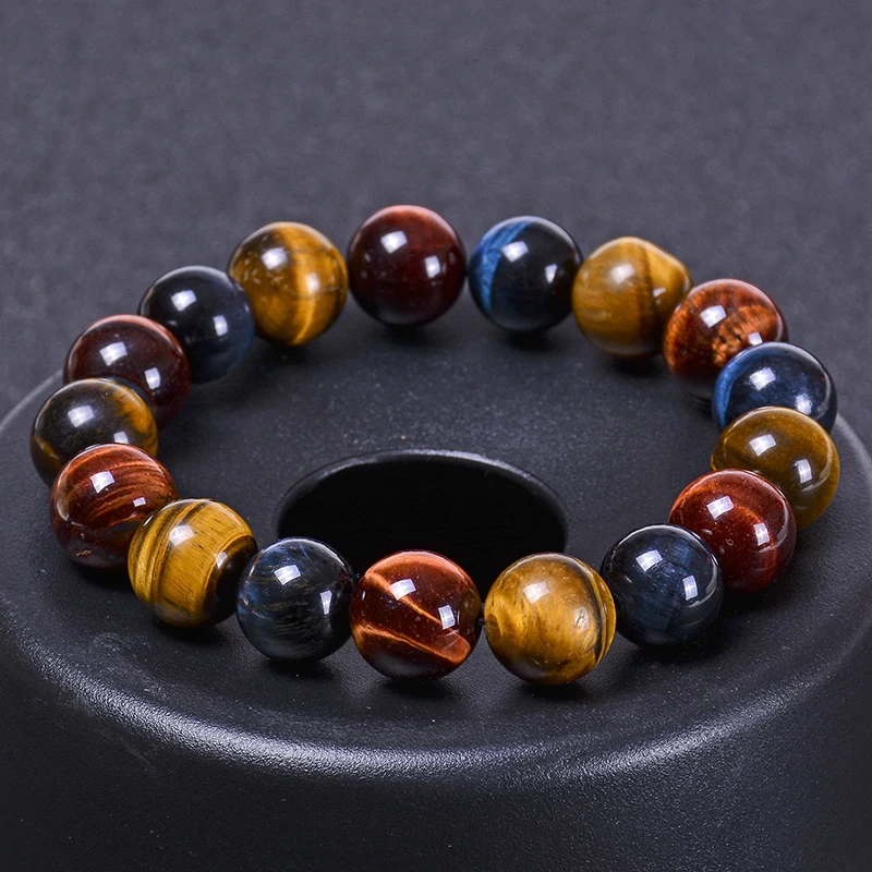 6-12mm AAAA Tiger Eye Stone Bracelets Charm Natural Beads Bracelet for Men Women Yoga Meditation Male Buddha Jewelry | Украшения и