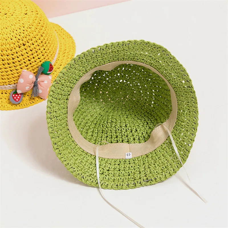 

New Summer Boys Girls Sun Hat Breathable Baby Straw Hat Handmade Foldable Kids Sun Cap Child Bucket Hats Cute Children Beach Cap