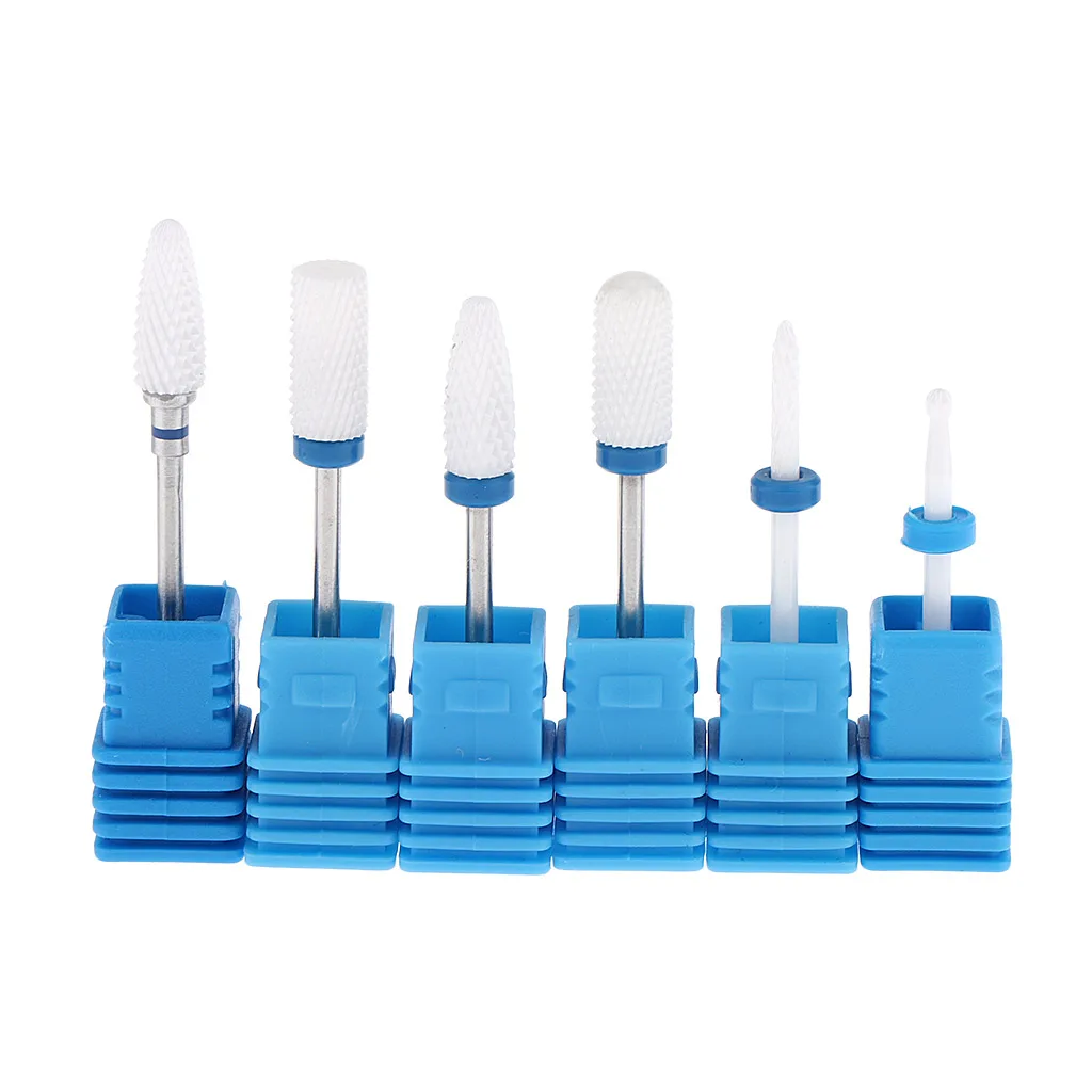 

6xElectric Nail Art Drill Ceramic Bits File Cuticle Manicure Pedicure Tools