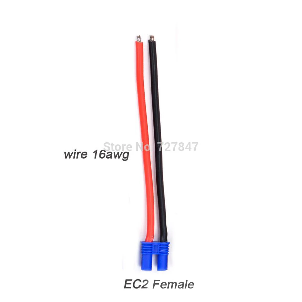 1 x EC2 Female 16awg XT90 XT60 XT30 EC5 EC3 EC2 T разъем мужской/женский разъем силиконовый провод 12/14/16AWG RC кабель батареи 90 мм/100 мм - Цвет: 1 x EC2 Female 16awg