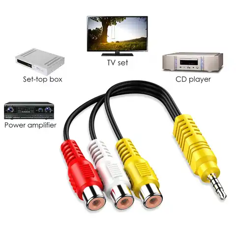 Переходник для разъема TCL 3,5 мм, RCA-кабель 3,5, штекер Aux на 3 RCA, гнездовой мини-адаптер Aux, стерео аудио, видео, AV-адаптер