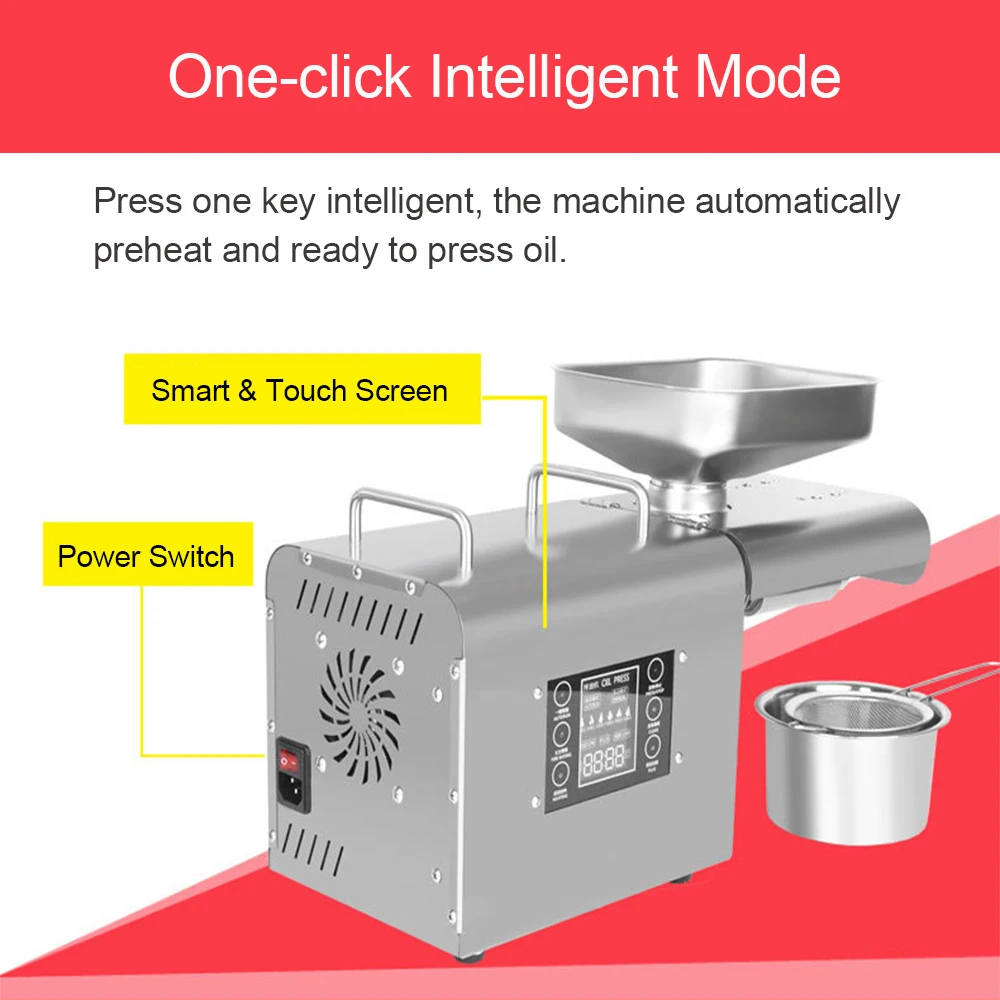 LCD 6-Speed Full Automatic Oil Press Machine Commerical Olive Oil Press Machine Cold Press Oil Machine Oil Extractor