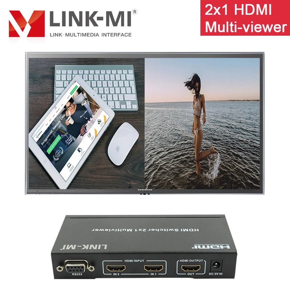 LINK-MI 2x1 мультизритель поддержка 4 Дисплей режимов HDMI 2 в 1 из коммутатор 1080P RS232