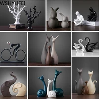 1pcs ceramic animal vase like swan deer ornament bookcase ornament crafts home living room office desktop figurine decoration
