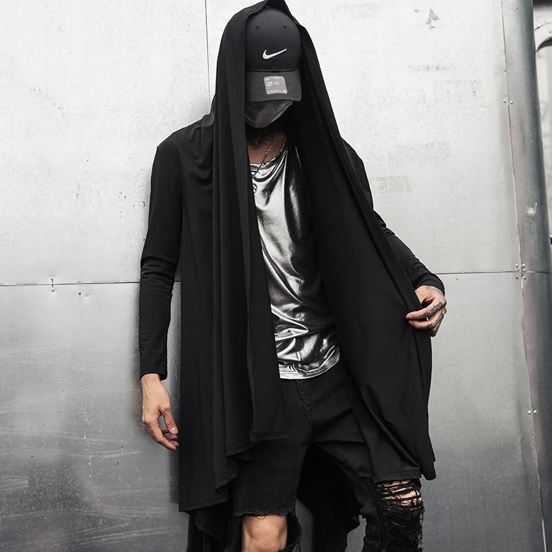 Men cape gothic stylish long coat punk hooded cloak black. плащ накидка готика мужская. мужское пальто punk rave. стимпанк готика мужская мантия. 04.