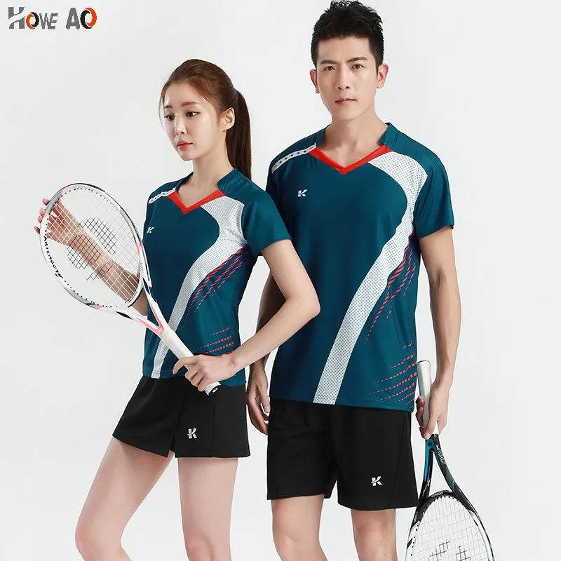 

HOWE AO Women Tennis Shirt Set Badminton Clothing , men Table Tennis Clothes Breathable Sports Shirt Tennis top