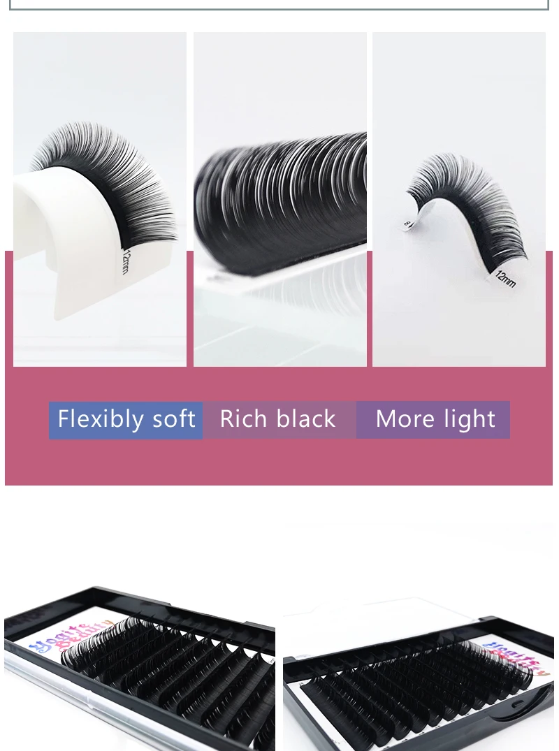 C D завитые шелковые накладные ресницы Индивидуальные объемный вид 100% ручная