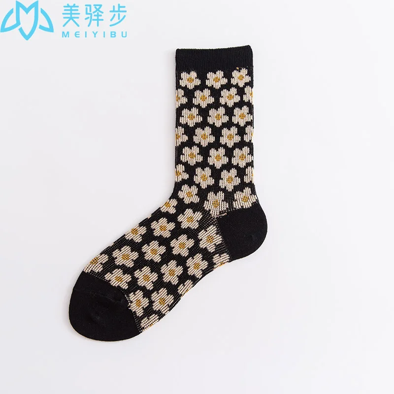 High Quality Combed Cotton Socks 12 PAIRS PER SET Wholesale Retro Female Socks