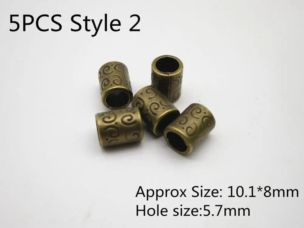 5 шт. античные латунные бусины для волос дреды кольца Руна викингов борода