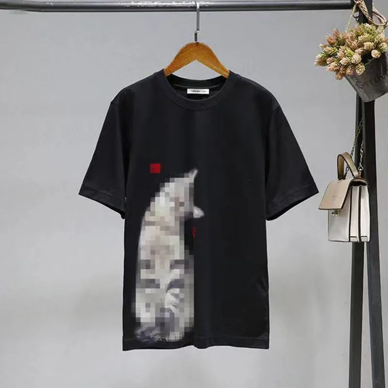 

2021 spring and summer new aedition Qi Wei the same cat print short-sleeved t-shirt women's cotton top woman tshirts