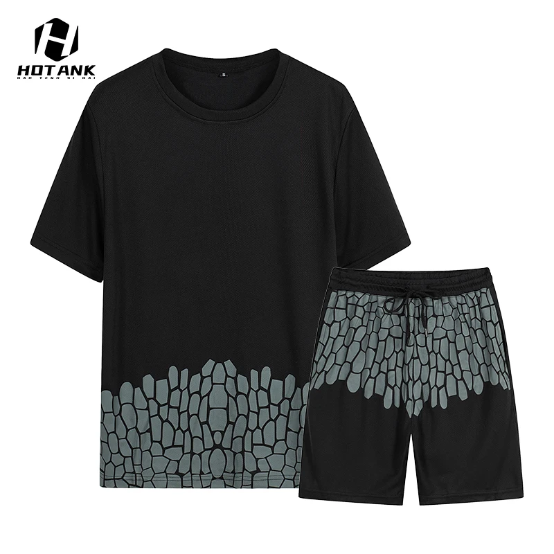 Спортивный костюм мужской с принтом футболка коротким рукавом и шорты