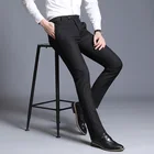 Новый мужской костюм, брюки, Летние Мужские модельные брюки, прямые деловые офисные брюки, мужские формальные брюки, классические мужские черные модельные брюки