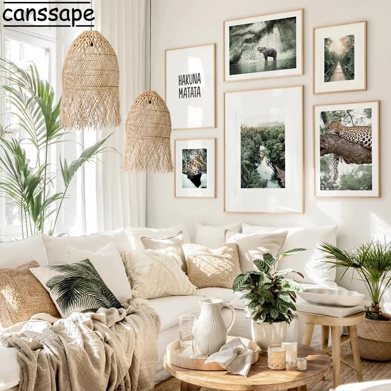 

Animals Prints Elephant Canvas Poster Tiger Wall Painting Panda Art Print Suspension Bridge Wall Pictures Bedroom Home Decor