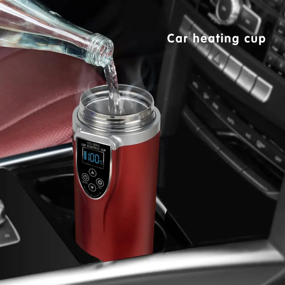 

12V Car Kettle Portable Stainless Steel Mini Travel Kettle Car Water Heater Electric Cup Car Mug Thermol Water Bottle 350ML