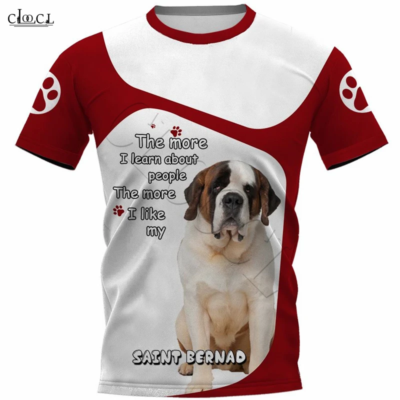 

CLOOCL Fashion Men's T-shirt Dog Saint Bernard Cube 3D Print Harajuku Style Clothing Dog Short Sleeve Streetwear Tees Tops