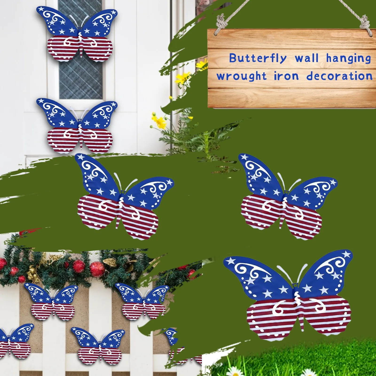 

Butterfly Wall Hanging Wrought Iron Wall Window Display Garden Decoration Courtyard Garden Home Window Decoration Crafts