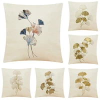 golden ginkgo leaf series home cotton linen pillowcase car pillow sofa pillow case plant theme pillowcase