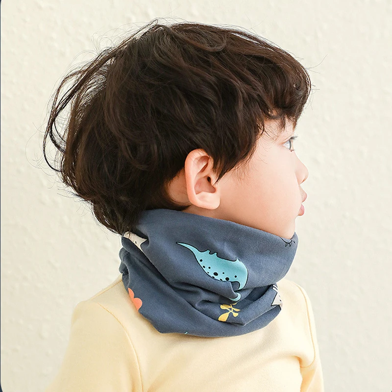 Детский хлопковый шарф детские теплые шарфы с мультяшным принтом на осень и зиму