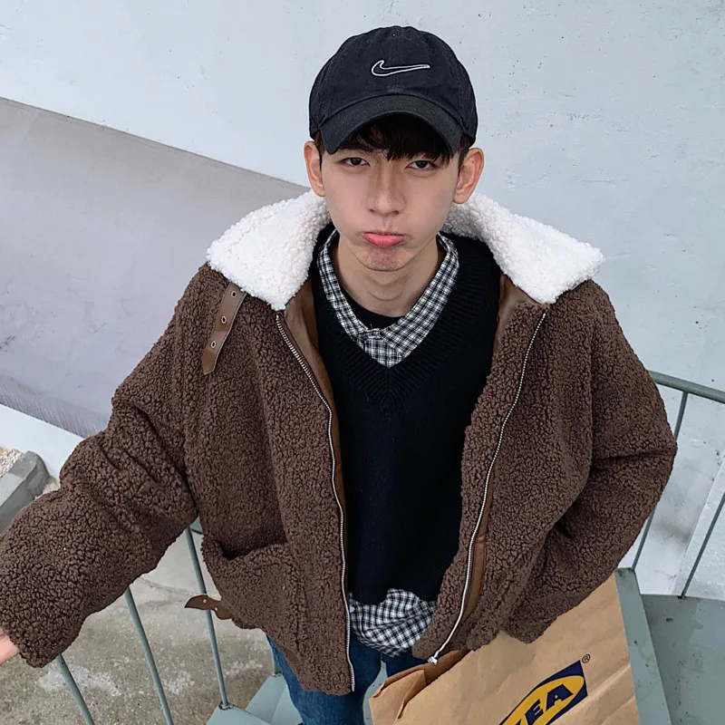 Зимняя мужская и женская одежда для влюбленных с овечьей шерстью утепленная