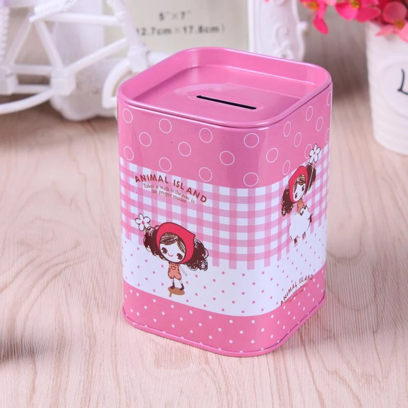 Pink Новая Детская копилка для монет, Мультяшные коробки для денег для детей, железный домашний бак для хранения, копилка, Детские банковские игрушки, рождественские подарки - Цвет: Pink