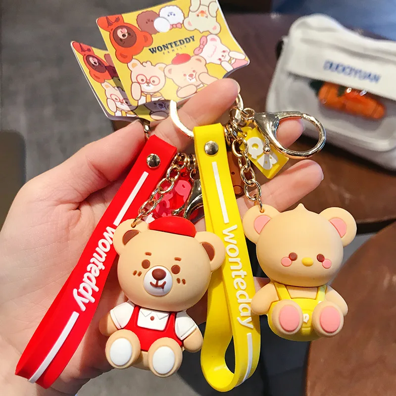 Модный силиконовый брелок для ключей с аниме куклой украшение милым медведем в
