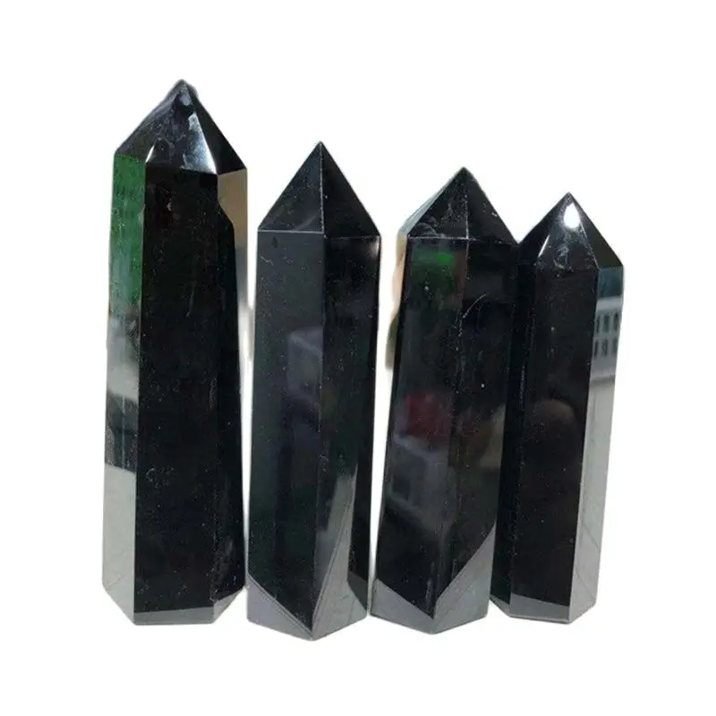 

Natural Quartz Tower Healing Gem Stones Black Obsidian Point For Sale