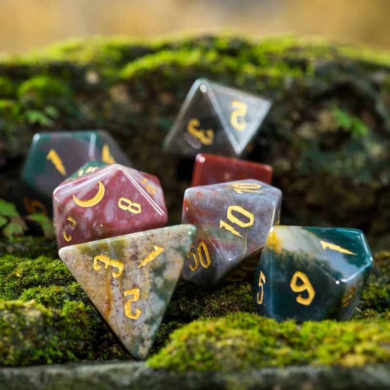 

Indian Agate DnD Dice COC Running Group Cthulhu TRPG Running Group Multi-faced Dice Table Game Party Activity Dice