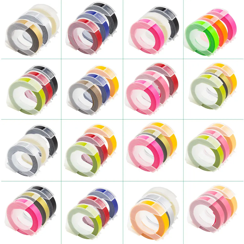 3PK 3D тиснение кассета для DYMO ленты 9 мм DIY пластиковые этикетки Motex E 101 202 303|Ленты