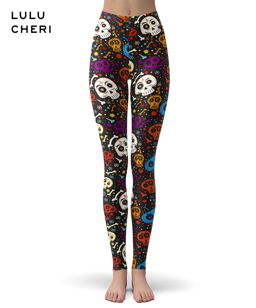 Women leggings Леггинсы для женщин и девочек с принтом конфет и черепов, Мягкие штаны с начесом и бабочками, леггинсы для фитнеса с завышенной талией - Цвет: Women leggings