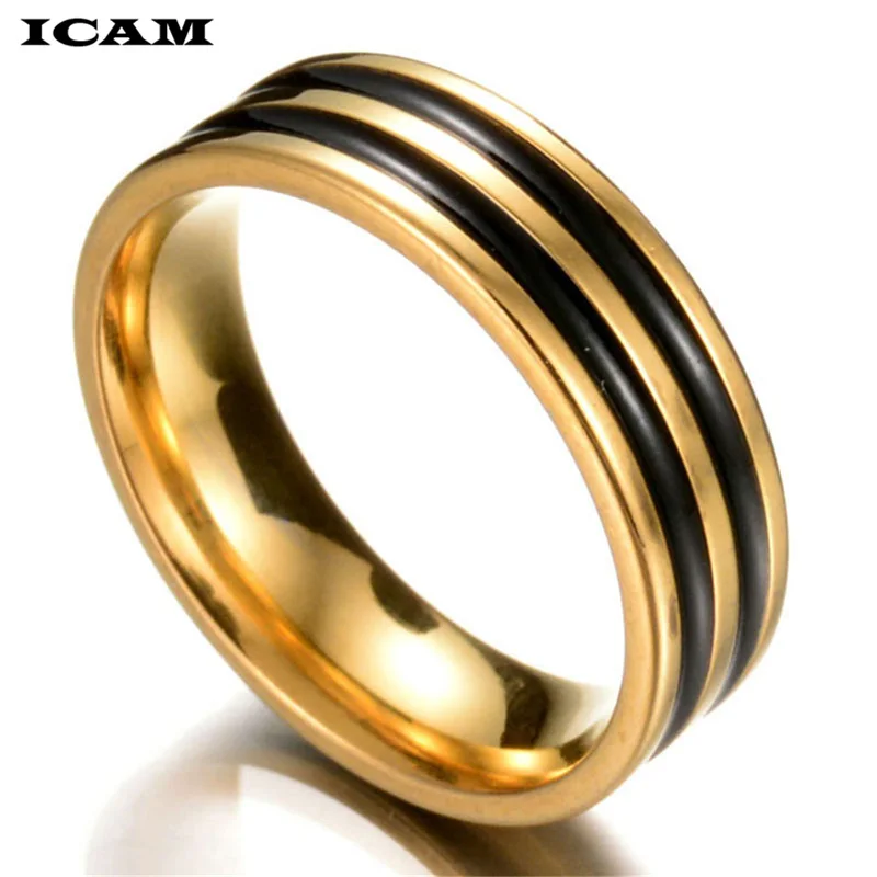ICAM 2019 горячая Распродажа кольцо из нержавеющей стали черного цвета с эмалью