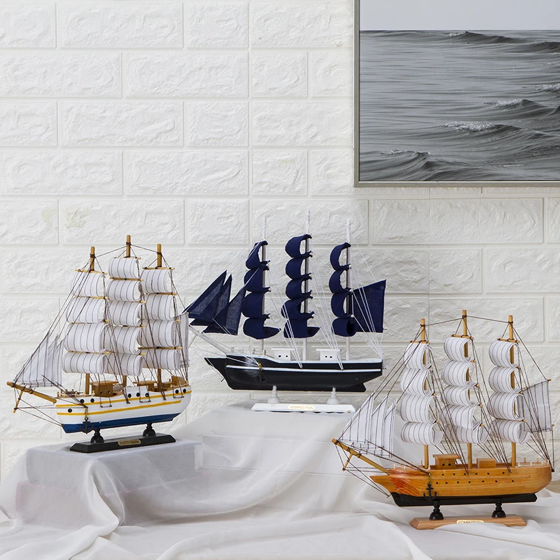 Фэншуй офис твердая древесина парусная лодка Модель Статуэтка для декора дома