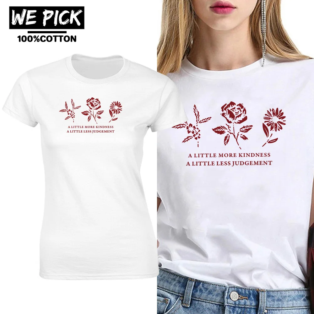 

Новые цветы чуть больше доброте немного меньше решения Футболка 100% хлопок высокого качества; О до образный вырез; Повседневные принты для ж...