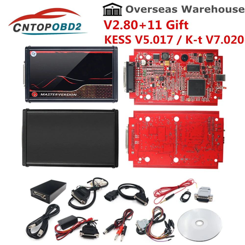 Инструмент для настройки ЭБУ Kess V5.017 OBD2 инструмент чипа 2 80 K TAG V7.020 светодиодный KESS