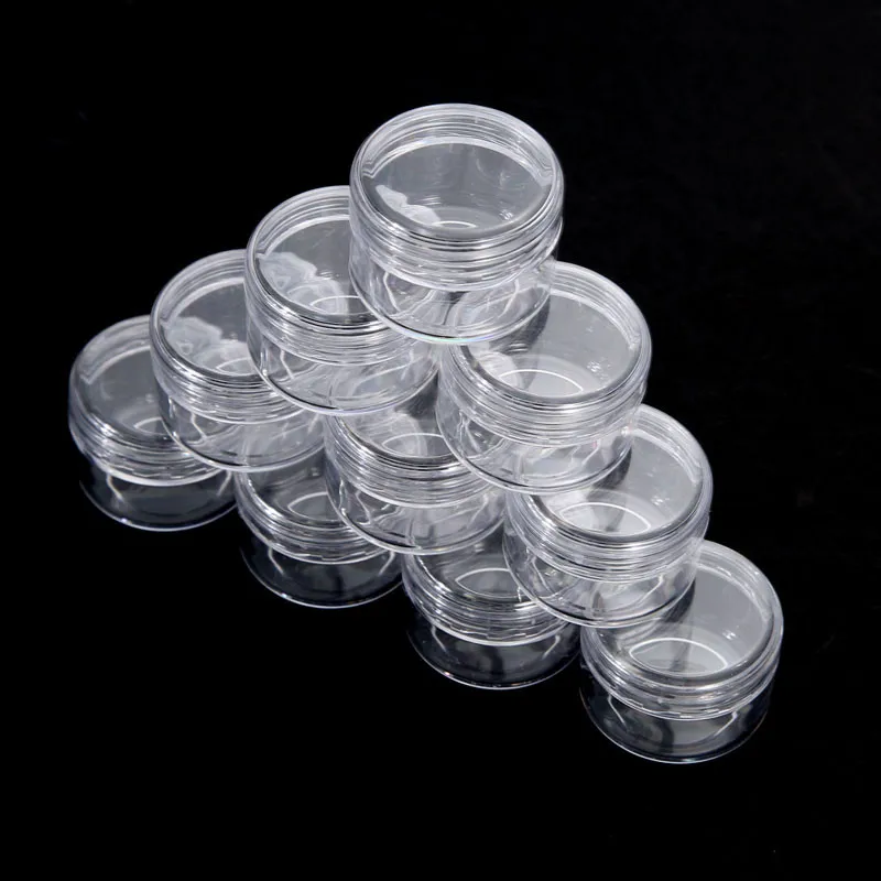 

100 x 2g/3g/5g/10g/15g/20g Plastic Empty Clear Cosmetic Jars Makeup Container Lotion Vials Face Cream Box Sample Pots Gel Bottle