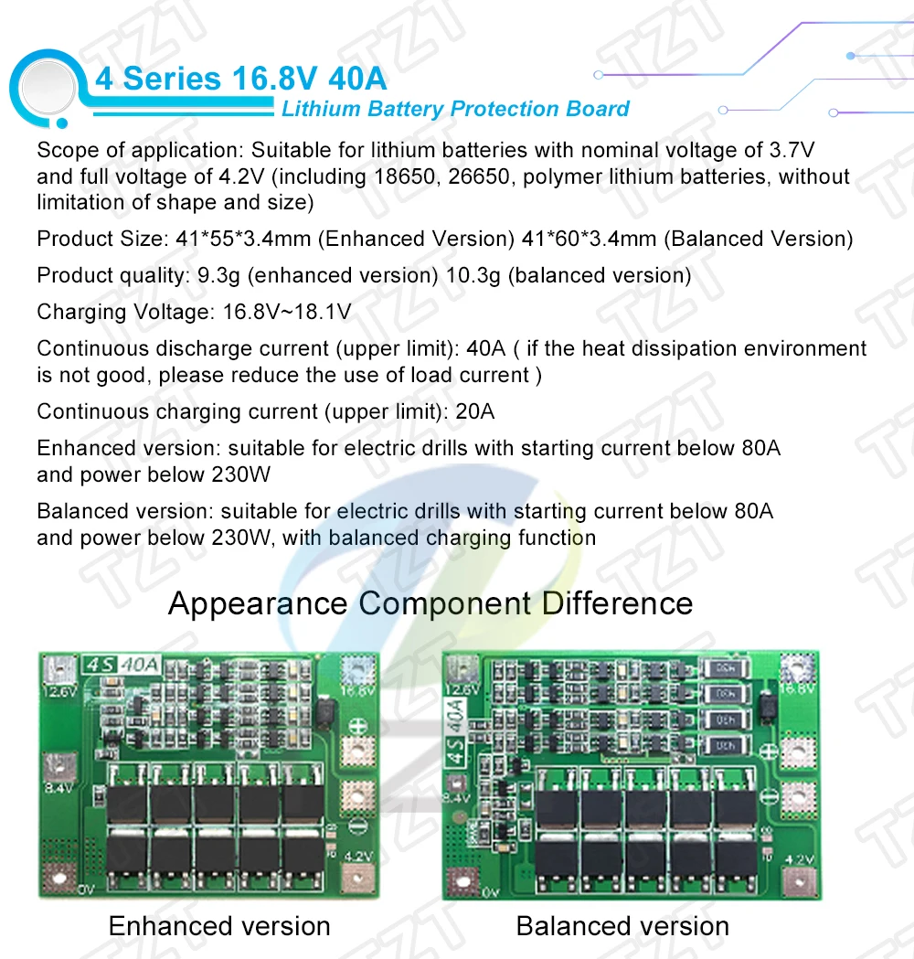 3 S/4S 40A 60A литий-ионный аккумулятор Защитная плата 18650 BMS для электродвигателя 11,1 V 12,6 V/14,8 V 16,8 V