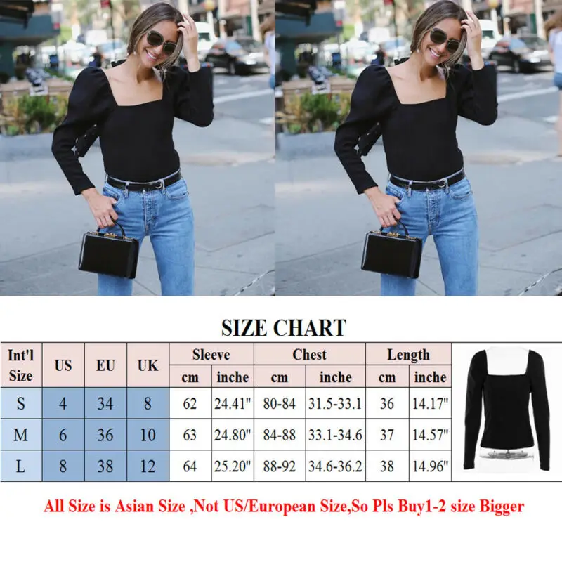 

Lolita Style Womens Summer Long Puff Sleeve Elegance Square Neck Loose Tops Blouse Ladies