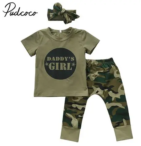 Baby Girls Камуфляжная одежда для маленьких мальчиков и девочек; футболка для новорожденных; топы и штаны; комплект одежды; повседневная одежда - Цвет: Baby Girls